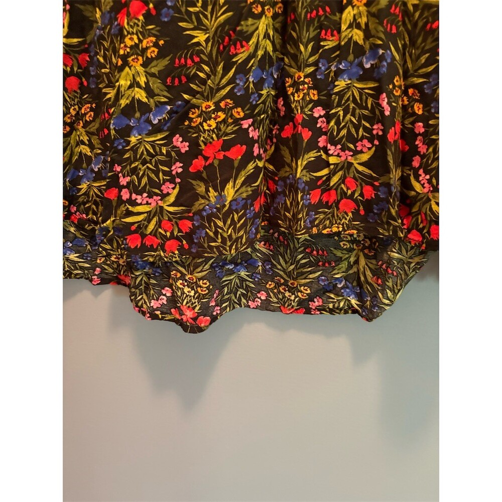Old Navy Blouse Womens 2XL Black Multicolor Floral Long Sleeve Split Neck - Picture 3 of 8
